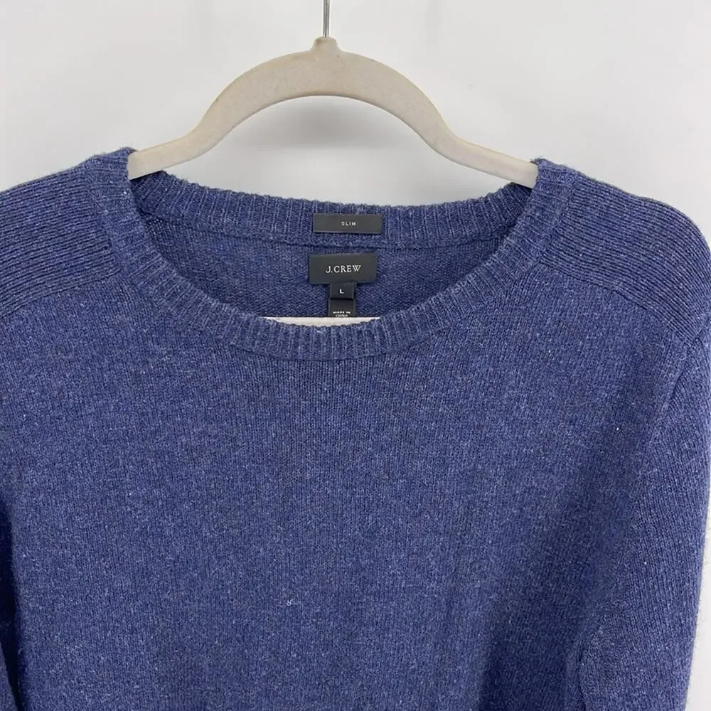J. Crew Slim fit rugged Merino wool blend crew neck knit sweater sz L